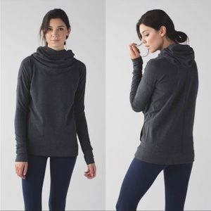 Lululemon Stress Less grey hooded pullover cowl neck sweatshirt